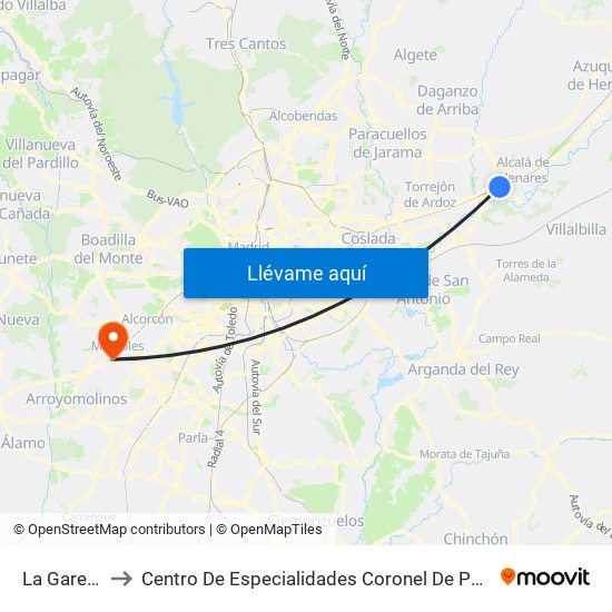 La Garena to Centro De Especialidades Coronel De Palma map