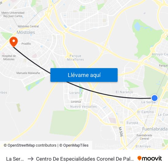 La Serna to Centro De Especialidades Coronel De Palma map