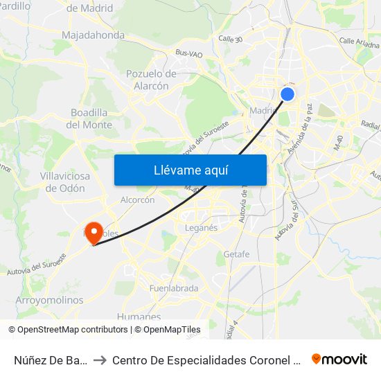 Núñez De Balboa to Centro De Especialidades Coronel De Palma map