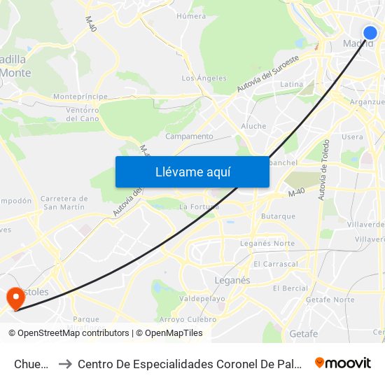 Chueca to Centro De Especialidades Coronel De Palma map