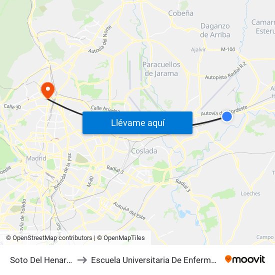 Soto Del Henares to Escuela Universitaria De Enfermería map