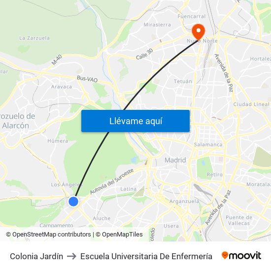 Colonia Jardín to Escuela Universitaria De Enfermería map
