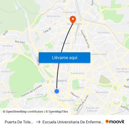 Puerta De Toledo to Escuela Universitaria De Enfermería map