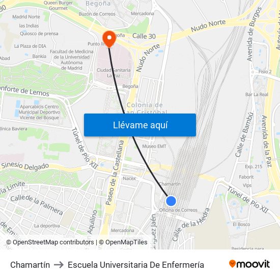 Chamartín to Escuela Universitaria De Enfermería map