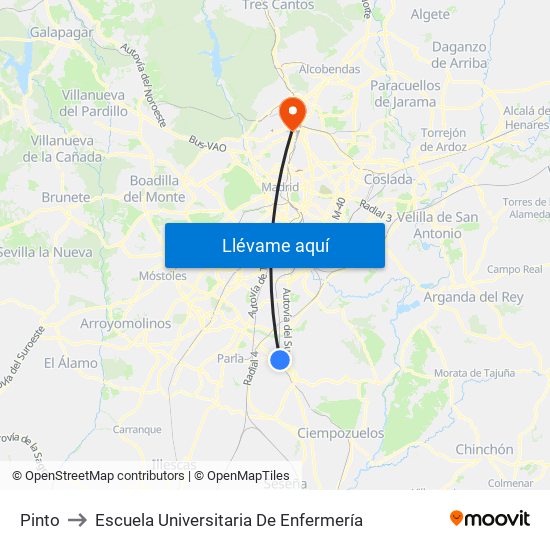 Pinto to Escuela Universitaria De Enfermería map