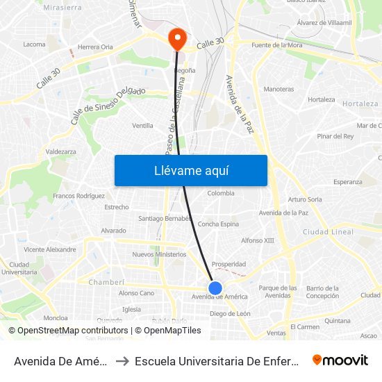 Avenida De América to Escuela Universitaria De Enfermería map