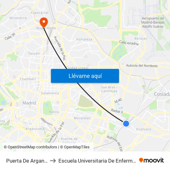 Puerta De Arganda to Escuela Universitaria De Enfermería map