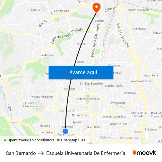 San Bernardo to Escuela Universitaria De Enfermería map
