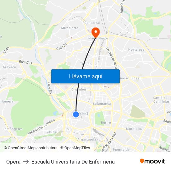 Ópera to Escuela Universitaria De Enfermería map