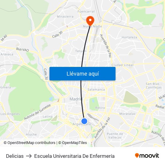 Delicias to Escuela Universitaria De Enfermería map