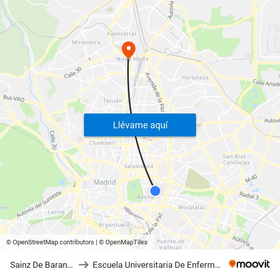 Sainz De Baranda to Escuela Universitaria De Enfermería map