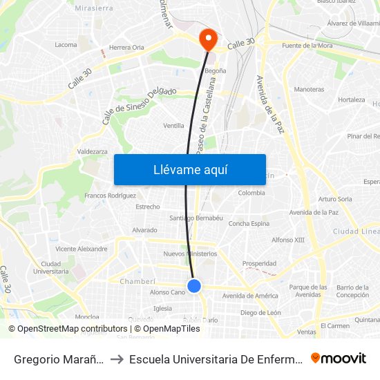 Gregorio Marañón to Escuela Universitaria De Enfermería map