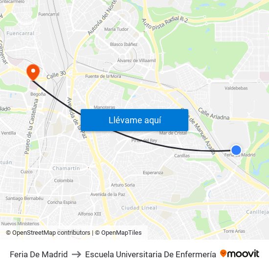 Feria De Madrid to Escuela Universitaria De Enfermería map