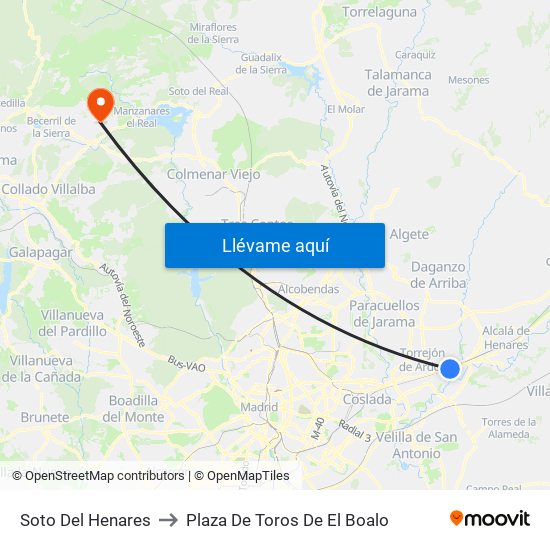 Soto Del Henares to Plaza De Toros De El Boalo map