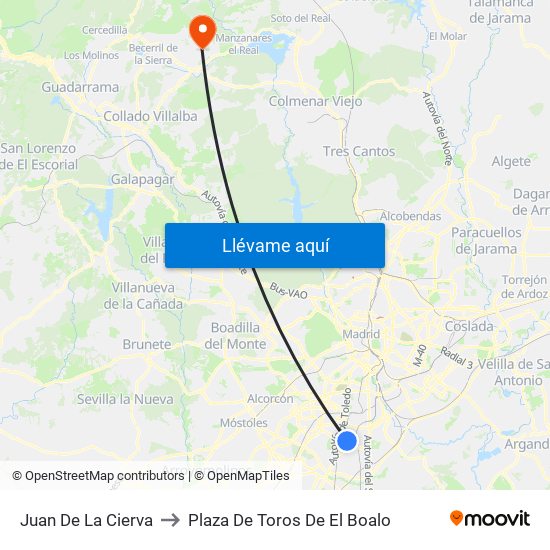 Juan De La Cierva to Plaza De Toros De El Boalo map