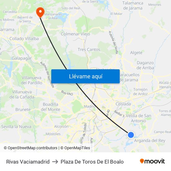Rivas Vaciamadrid to Plaza De Toros De El Boalo map