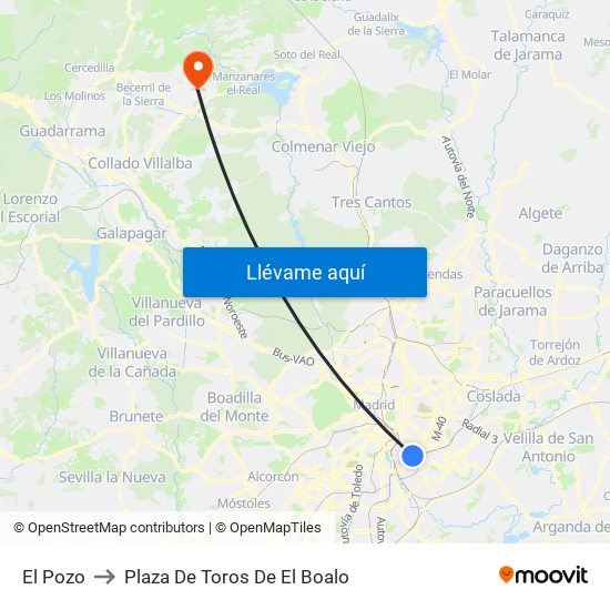 El Pozo to Plaza De Toros De El Boalo map
