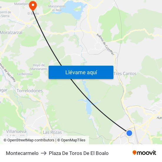 Montecarmelo to Plaza De Toros De El Boalo map