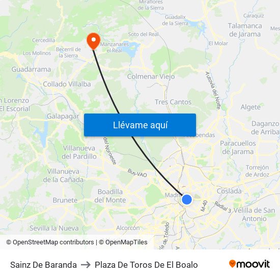 Sainz De Baranda to Plaza De Toros De El Boalo map