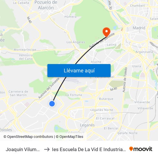Joaquín Vilumbrales to Ies Escuela De La Vid E Industrias Lácteas map