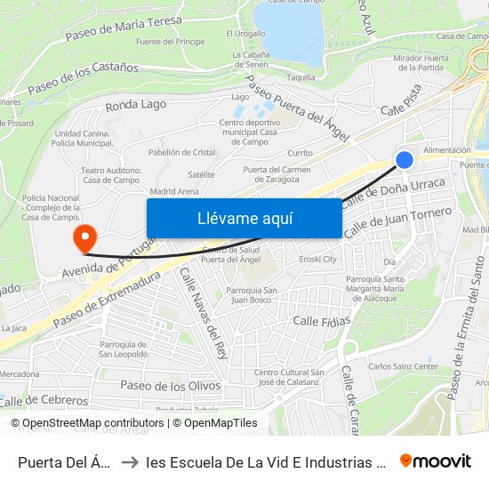 Puerta Del Ángel to Ies Escuela De La Vid E Industrias Lácteas map