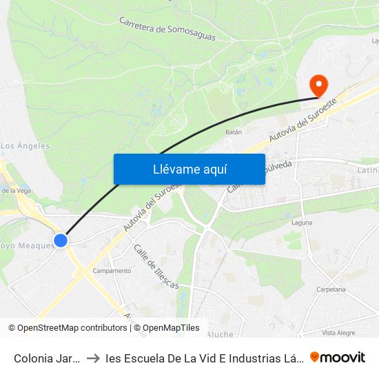 Colonia Jardín to Ies Escuela De La Vid E Industrias Lácteas map