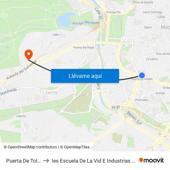 Puerta De Toledo to Ies Escuela De La Vid E Industrias Lácteas map