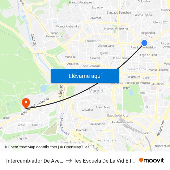 Intercambiador De Avenida De América to Ies Escuela De La Vid E Industrias Lácteas map