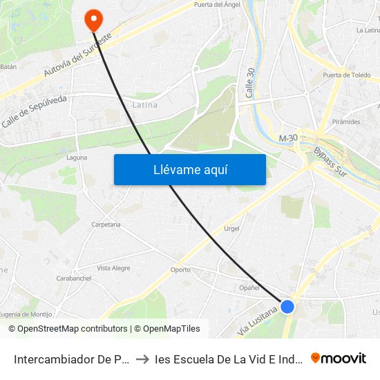 Intercambiador De Plaza Elíptica to Ies Escuela De La Vid E Industrias Lácteas map