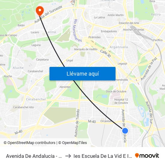 Avenida De Andalucía - Centro Comercial to Ies Escuela De La Vid E Industrias Lácteas map