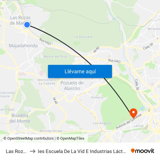 Las Rozas to Ies Escuela De La Vid E Industrias Lácteas map