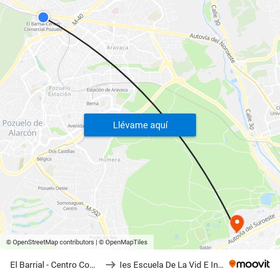 El Barrial - Centro Comercial Pozuelo to Ies Escuela De La Vid E Industrias Lácteas map