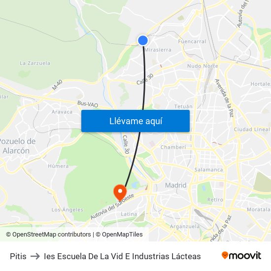 Pitis to Ies Escuela De La Vid E Industrias Lácteas map