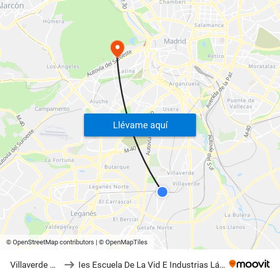 Villaverde Alto to Ies Escuela De La Vid E Industrias Lácteas map