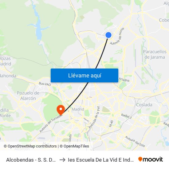 Alcobendas - S. S. De Los Reyes to Ies Escuela De La Vid E Industrias Lácteas map