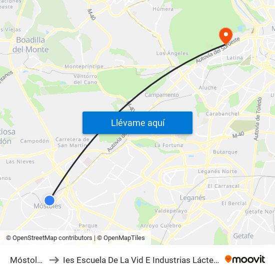 Móstoles to Ies Escuela De La Vid E Industrias Lácteas map