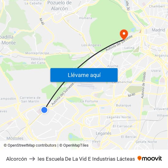 Alcorcón to Ies Escuela De La Vid E Industrias Lácteas map