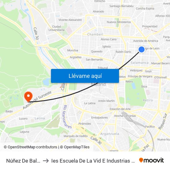 Núñez De Balboa to Ies Escuela De La Vid E Industrias Lácteas map