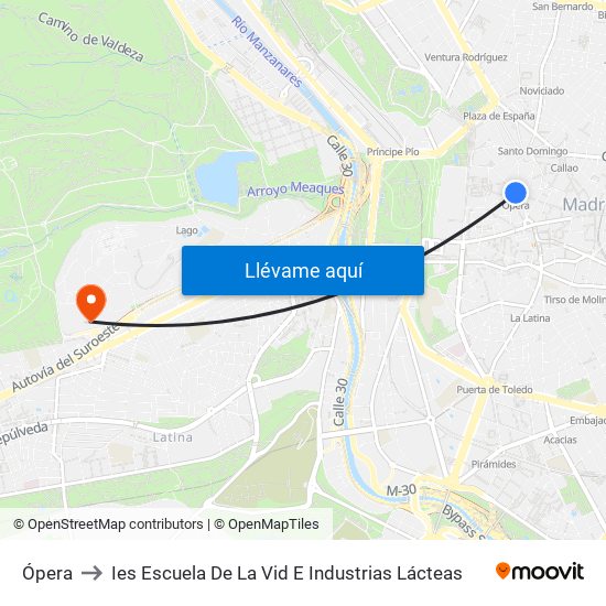 Ópera to Ies Escuela De La Vid E Industrias Lácteas map