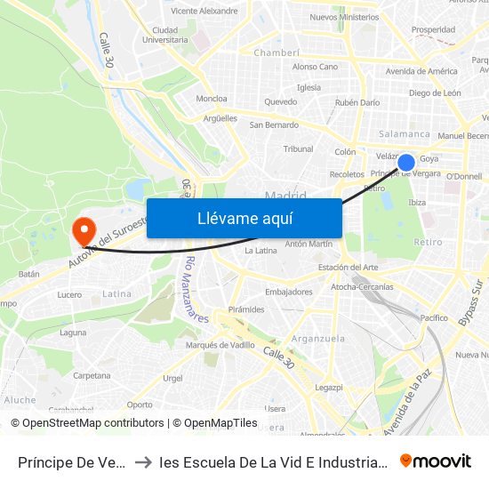 Príncipe De Vergara to Ies Escuela De La Vid E Industrias Lácteas map