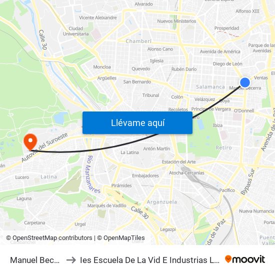 Manuel Becerra to Ies Escuela De La Vid E Industrias Lácteas map
