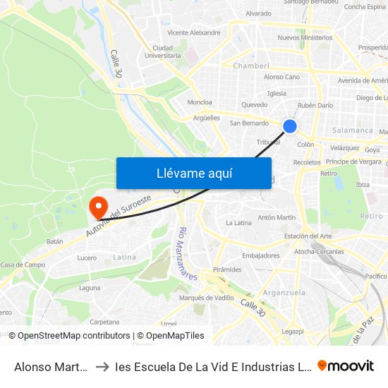 Alonso Martínez to Ies Escuela De La Vid E Industrias Lácteas map