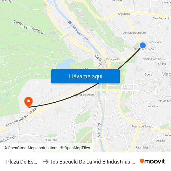 Plaza De España to Ies Escuela De La Vid E Industrias Lácteas map