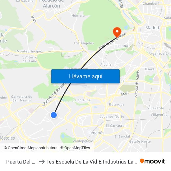 Puerta Del Sur to Ies Escuela De La Vid E Industrias Lácteas map