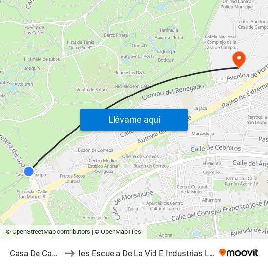 Casa De Campo to Ies Escuela De La Vid E Industrias Lácteas map