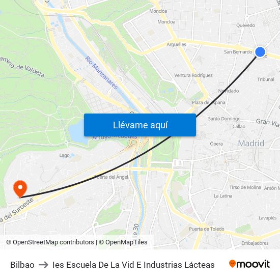 Bilbao to Ies Escuela De La Vid E Industrias Lácteas map