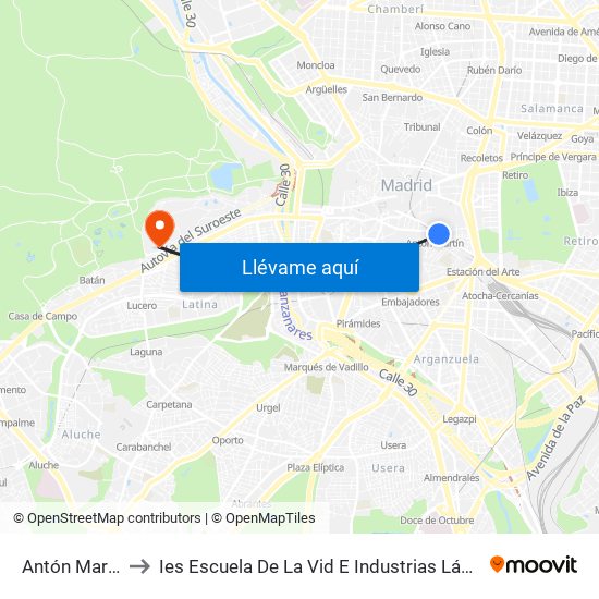 Antón Martín to Ies Escuela De La Vid E Industrias Lácteas map