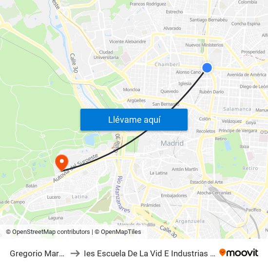 Gregorio Marañón to Ies Escuela De La Vid E Industrias Lácteas map