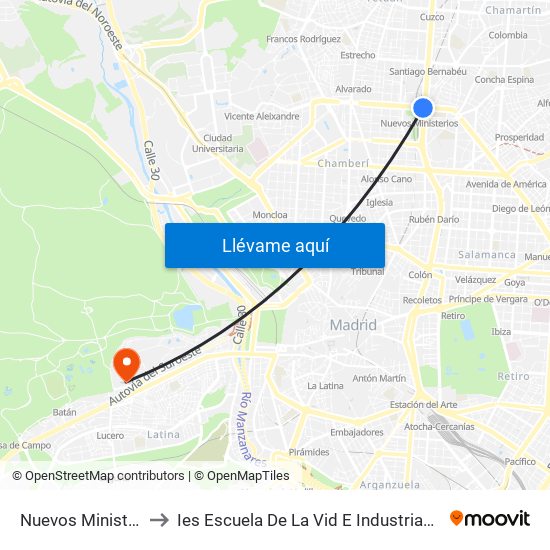 Nuevos Ministerios to Ies Escuela De La Vid E Industrias Lácteas map
