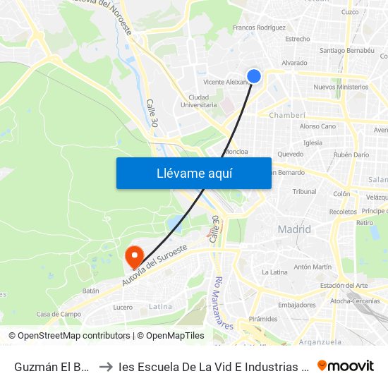 Guzmán El Bueno to Ies Escuela De La Vid E Industrias Lácteas map